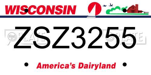ZSZ3255 Wisconsin License Plate