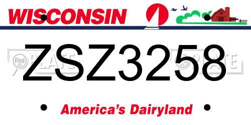 ZSZ3258 Wisconsin License Plate