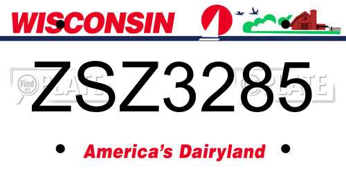 ZSZ3285 Wisconsin License Plate