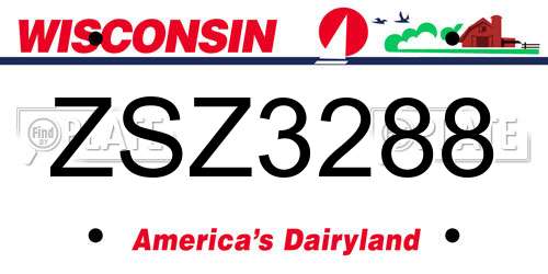 ZSZ3288 Wisconsin License Plate