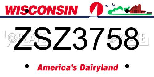 ZSZ3758 Wisconsin License Plate