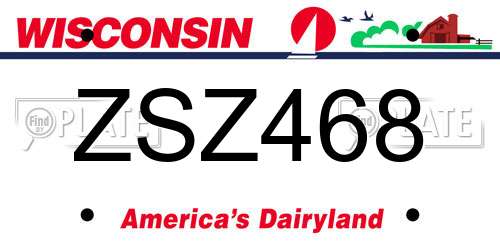 ZSZ468 Wisconsin License Plate