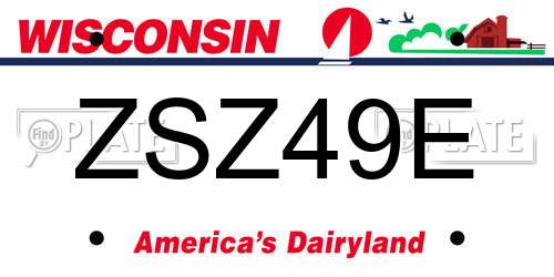 ZSZ49E Wisconsin License Plate