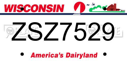 ZSZ7529 Wisconsin License Plate