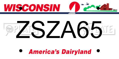 ZSZA65 Wisconsin License Plate