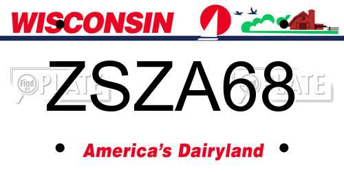 ZSZA68 Wisconsin License Plate