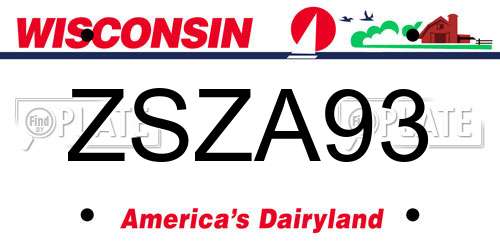 ZSZA93 Wisconsin License Plate