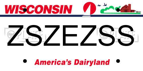 ZSZEZSS Wisconsin License Plate