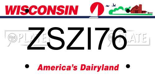 ZSZI76 Wisconsin License Plate