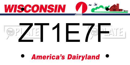 ZT1E7F Wisconsin License Plate