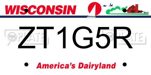 ZT1G5R Wisconsin License Plate