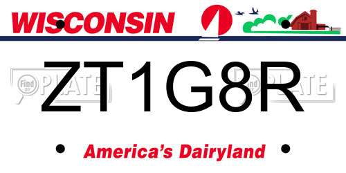 ZT1G8R Wisconsin License Plate