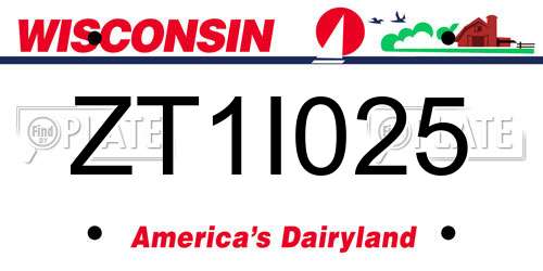 ZT1I025 Wisconsin License Plate