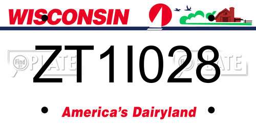 ZT1I028 Wisconsin License Plate