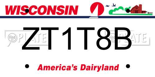 ZT1T8B Wisconsin License Plate