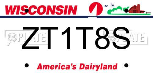 ZT1T8S Wisconsin License Plate