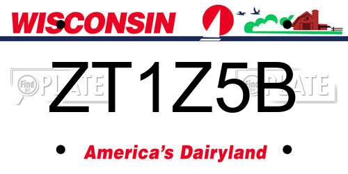 ZT1Z5B Wisconsin License Plate
