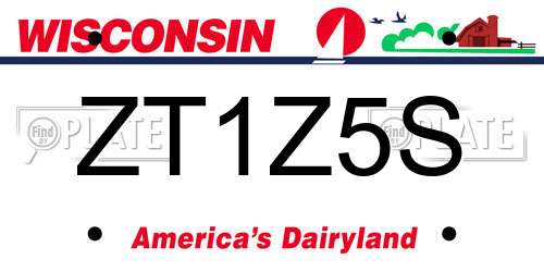 ZT1Z5S Wisconsin License Plate