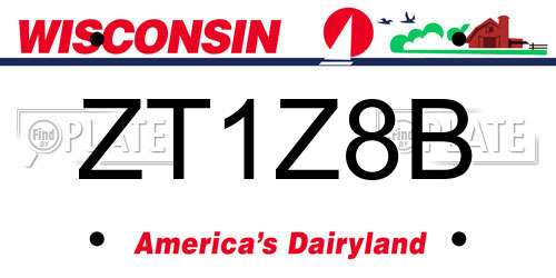 ZT1Z8B Wisconsin License Plate