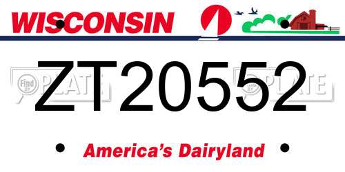 ZT20552 Wisconsin License Plate