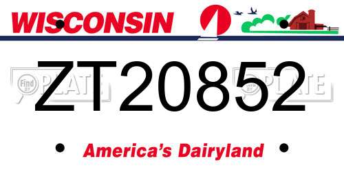 ZT20852 Wisconsin License Plate