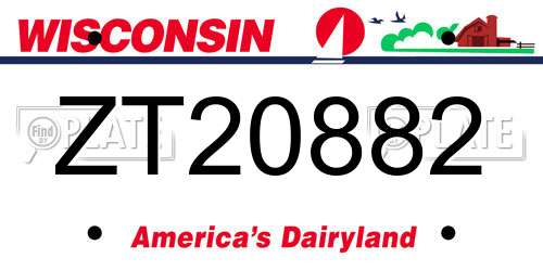 ZT20882 Wisconsin License Plate