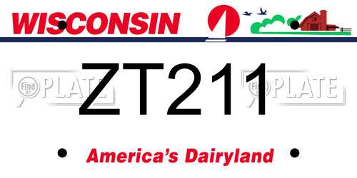 ZT211 Wisconsin License Plate