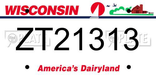 ZT21313 Wisconsin License Plate