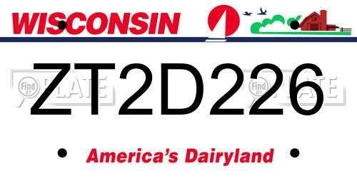 ZT2D226 Wisconsin License Plate