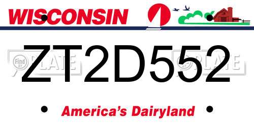 ZT2D552 Wisconsin License Plate