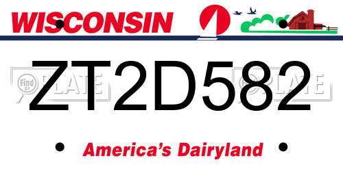 ZT2D582 Wisconsin License Plate