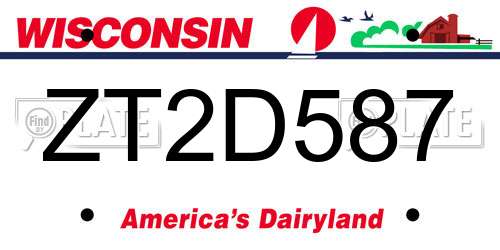 ZT2D587 Wisconsin License Plate