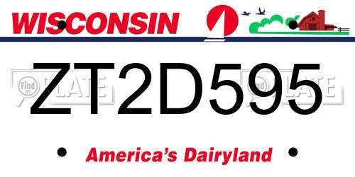 ZT2D595 Wisconsin License Plate