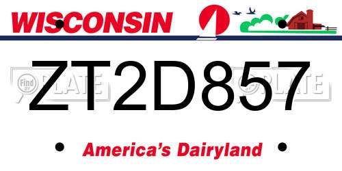 ZT2D857 Wisconsin License Plate