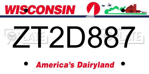 ZT2D887 Wisconsin License Plate