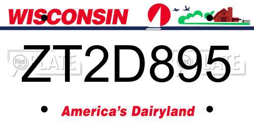ZT2D895 Wisconsin License Plate