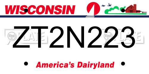 ZT2N223 Wisconsin License Plate