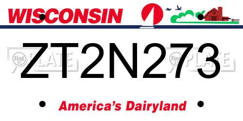 ZT2N273 Wisconsin License Plate
