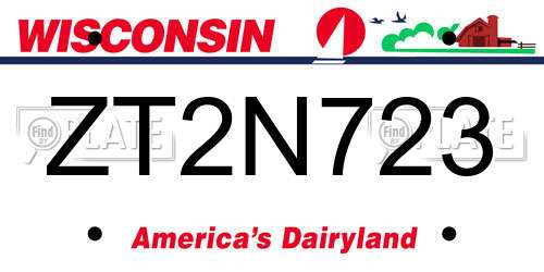 ZT2N723 Wisconsin License Plate