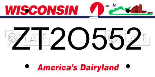 ZT2O552 Wisconsin License Plate