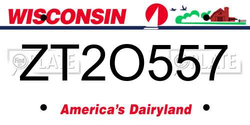 ZT2O557 Wisconsin License Plate
