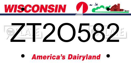 ZT2O582 Wisconsin License Plate