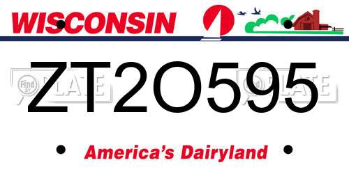 ZT2O595 Wisconsin License Plate