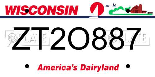 ZT2O887 Wisconsin License Plate