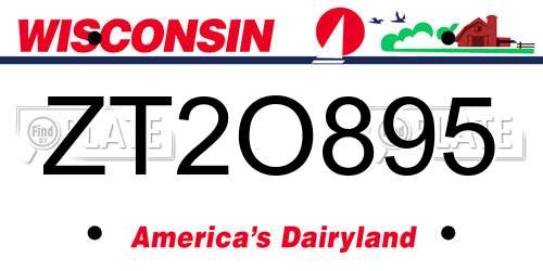 ZT2O895 Wisconsin License Plate