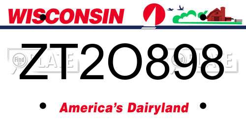 ZT2O898 Wisconsin License Plate