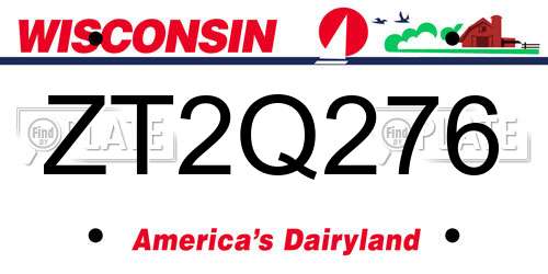 ZT2Q276 Wisconsin License Plate