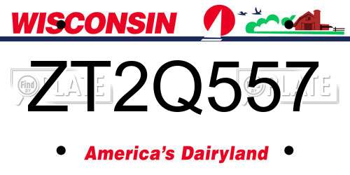 ZT2Q557 Wisconsin License Plate