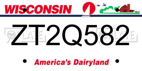 ZT2Q582 Wisconsin License Plate