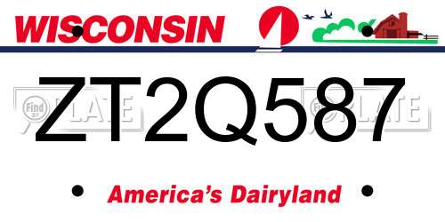 ZT2Q587 Wisconsin License Plate